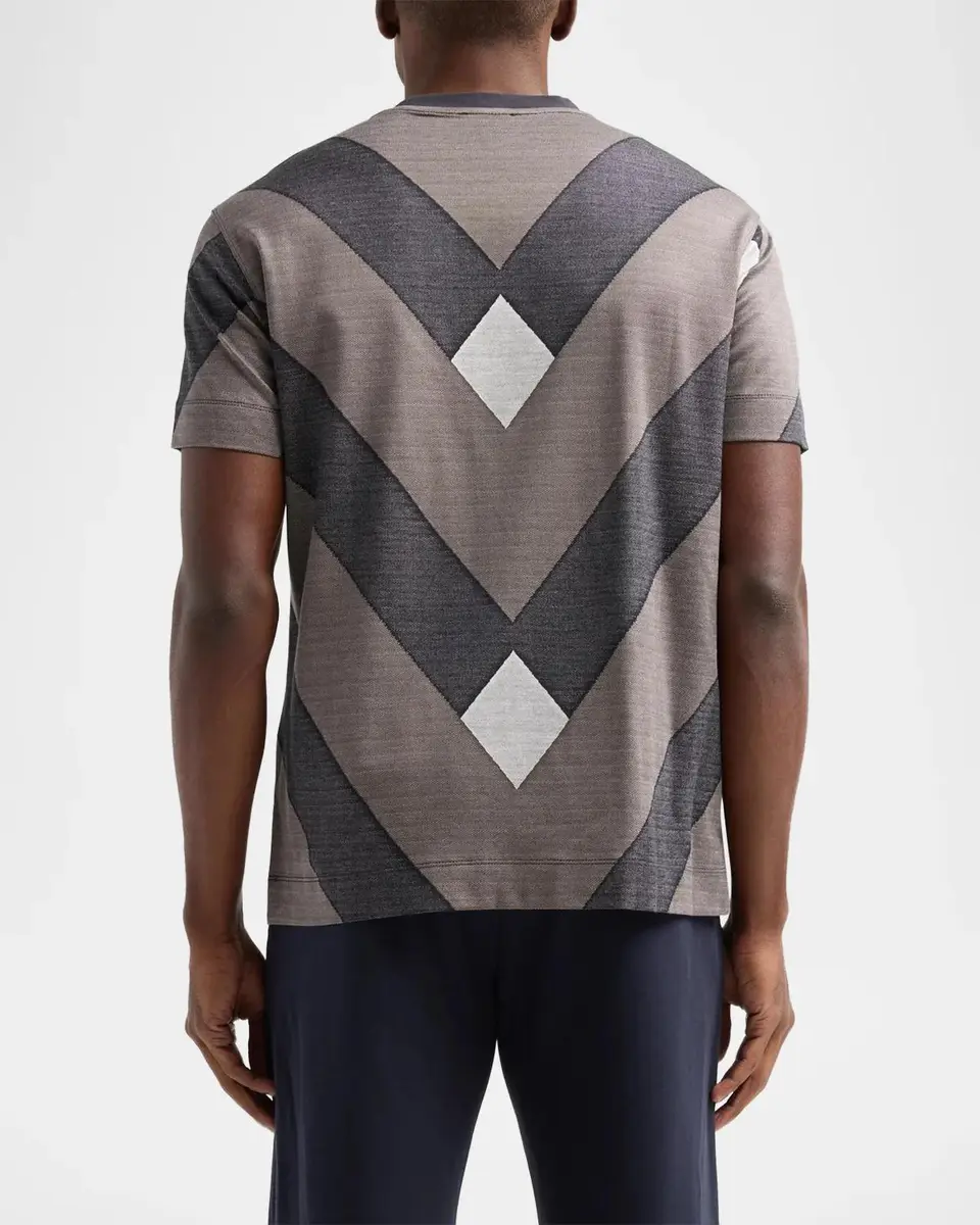 Emporio Armani Men's Geometric-Print Jersey Crewneck T-Shirt | Thumbnail 3 Emporio Armani Men's Geometric-Print Jersey Crewneck T-Shirt | Thumbnail 3