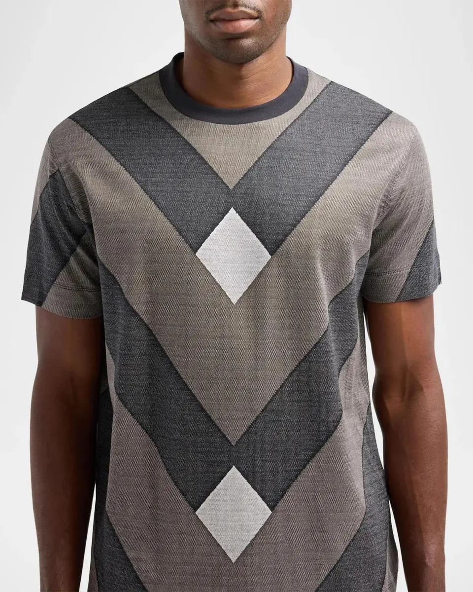 Emporio Armani Men's Geometric-Print Jersey Crewneck T-Shirt | Thumbnail 5 Emporio Armani Men's Geometric-Print Jersey Crewneck T-Shirt | Thumbnail 5