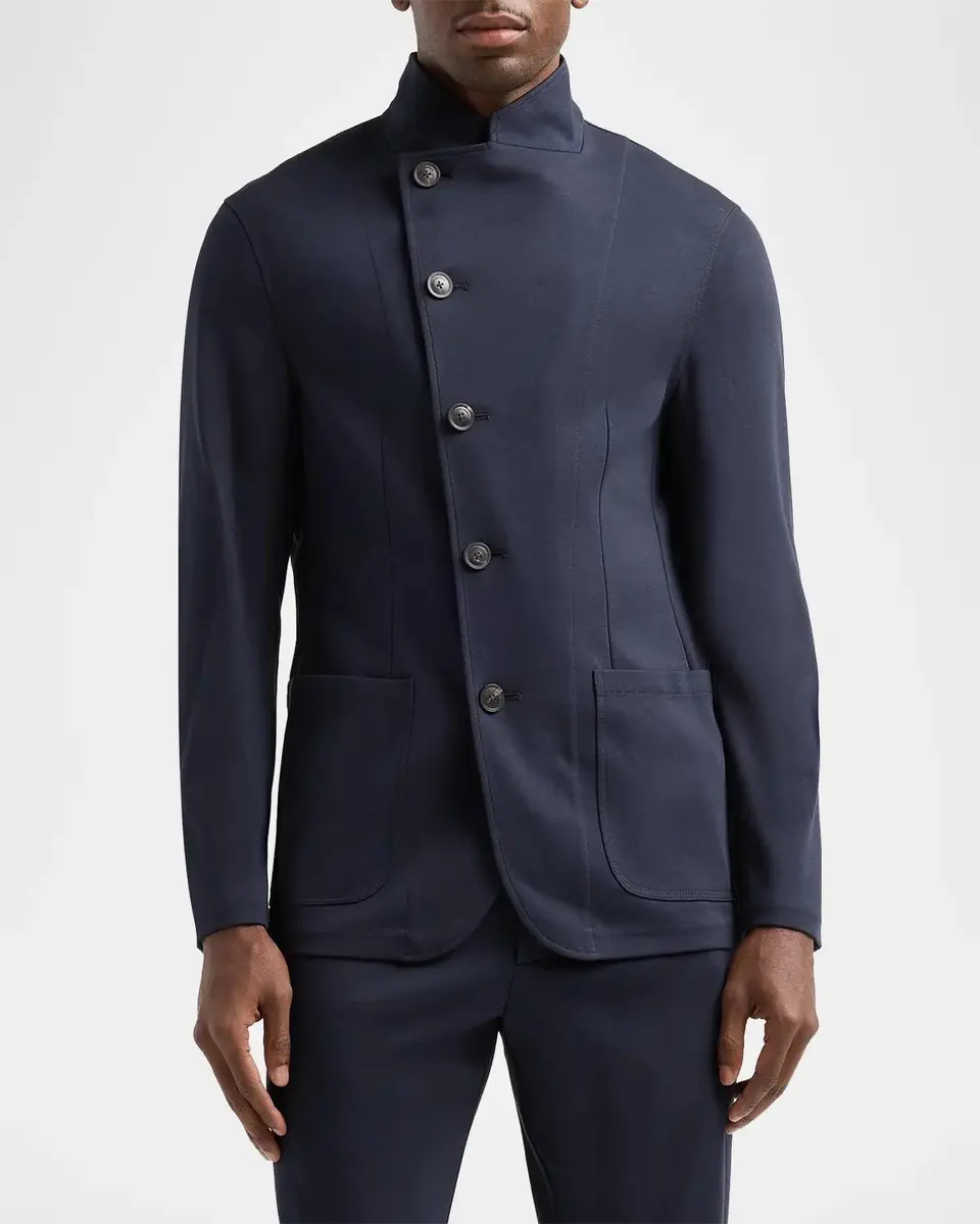 Emporio Armani Men's Asymmetric Stretch Jersey Jacket | Thumbnail 4 Emporio Armani Men's Asymmetric Stretch Jersey Jacket | Thumbnail 4