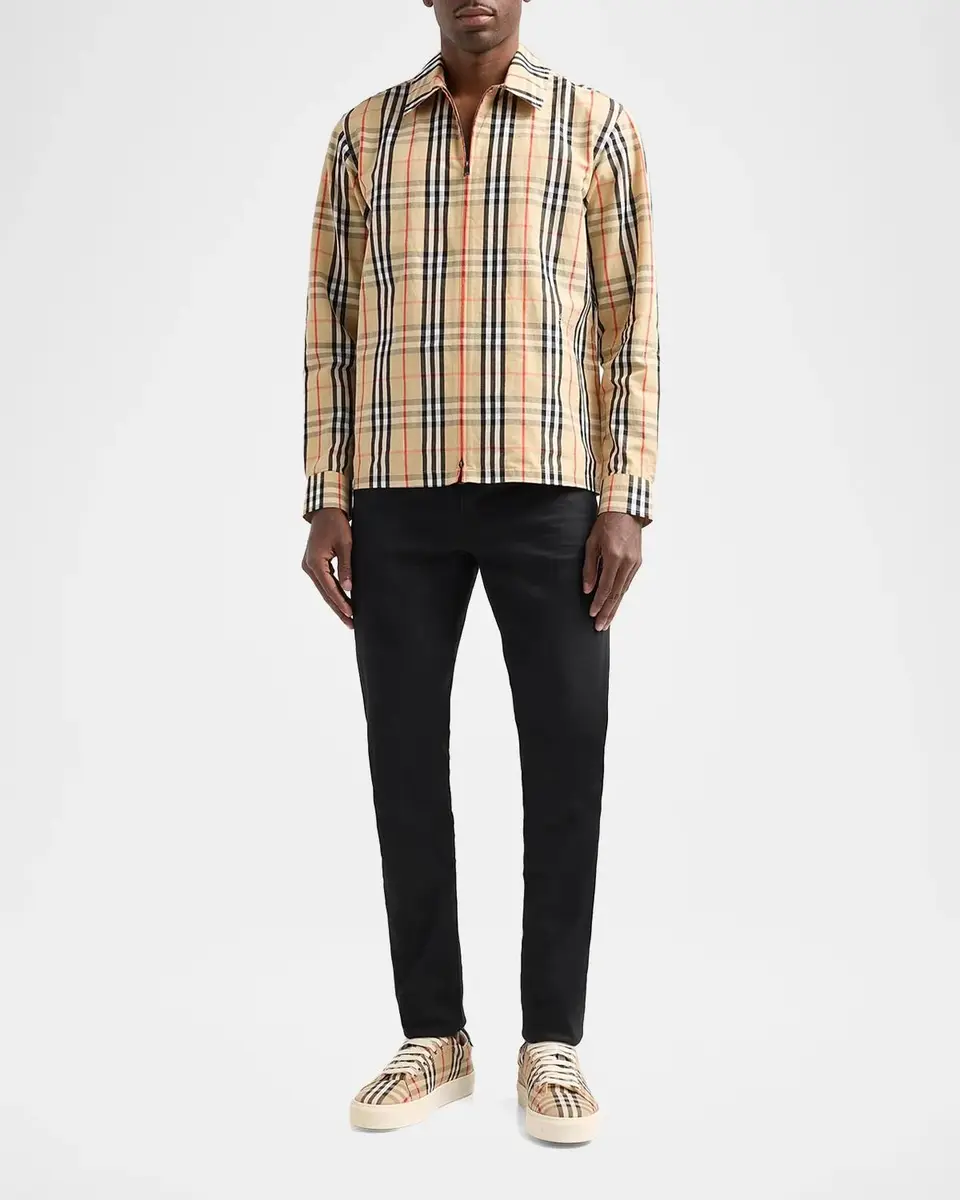 Burberry Men's Ollie Check Cotton-Linen Overshirt | Thumbnail 2 Burberry Men's Ollie Check Cotton-Linen Overshirt | Thumbnail 2