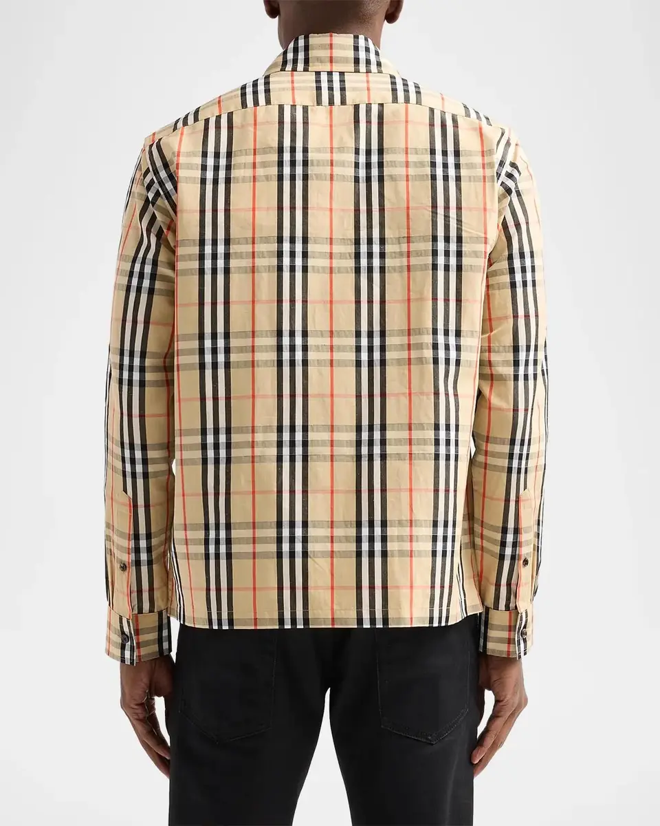 Burberry Men's Ollie Check Cotton-Linen Overshirt | Thumbnail 3 Burberry Men's Ollie Check Cotton-Linen Overshirt | Thumbnail 3