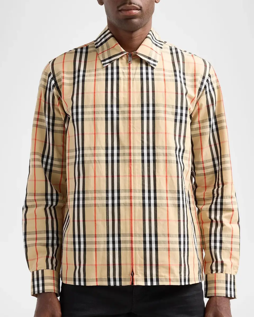Burberry Men's Ollie Check Cotton-Linen Overshirt | Thumbnail 5 Burberry Men's Ollie Check Cotton-Linen Overshirt | Thumbnail 5
