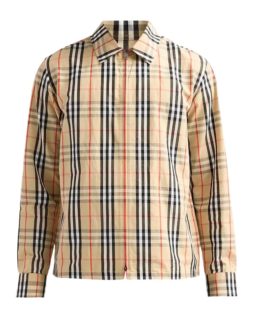 Burberry Men's Ollie Check Cotton-Linen Overshirt