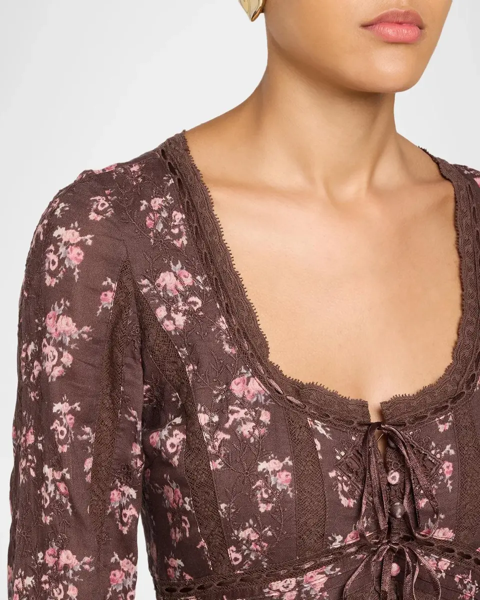 LoveShackFancy Lysanthe Floral Cotton Lace-Trim Mini Dress | Thumbnail 5 LoveShackFancy Lysanthe Floral Cotton Lace-Trim Mini Dress | Thumbnail 5