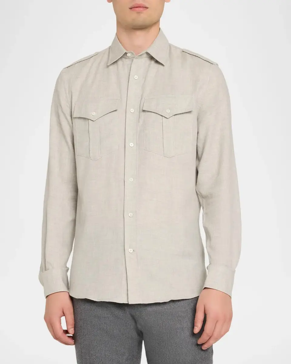 Brunello Cucinelli Men's Cashmere Utility Shirt | Thumbnail 4 Brunello Cucinelli Men's Cashmere Utility Shirt | Thumbnail 4