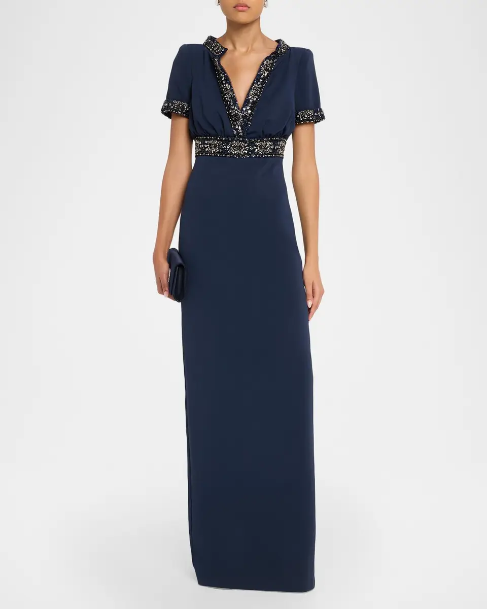 BADGLEY MISCHKA Crystal-Trim Column Gown | Thumbnail 2 BADGLEY MISCHKA Crystal-Trim Column Gown | Thumbnail 2