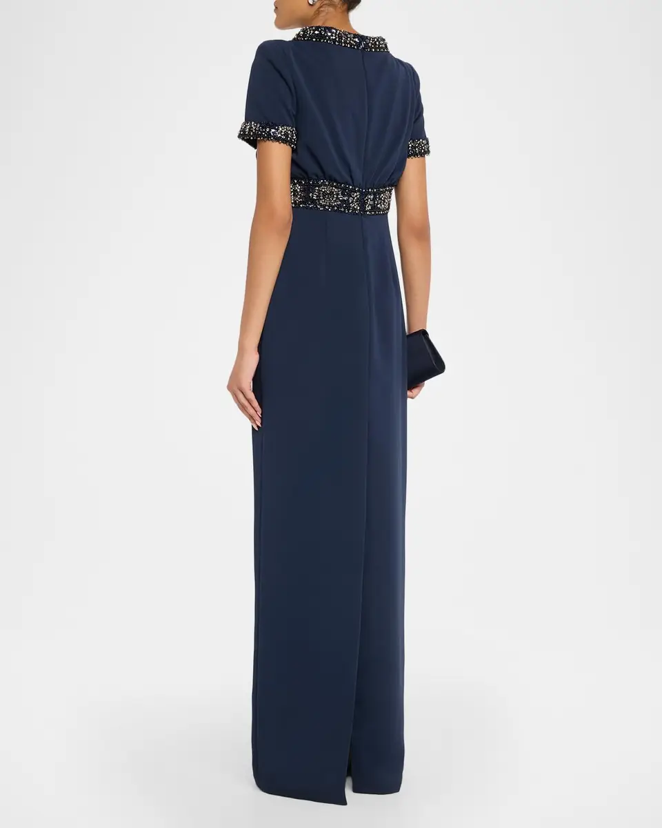 BADGLEY MISCHKA Crystal-Trim Column Gown | Thumbnail 3 BADGLEY MISCHKA Crystal-Trim Column Gown | Thumbnail 3