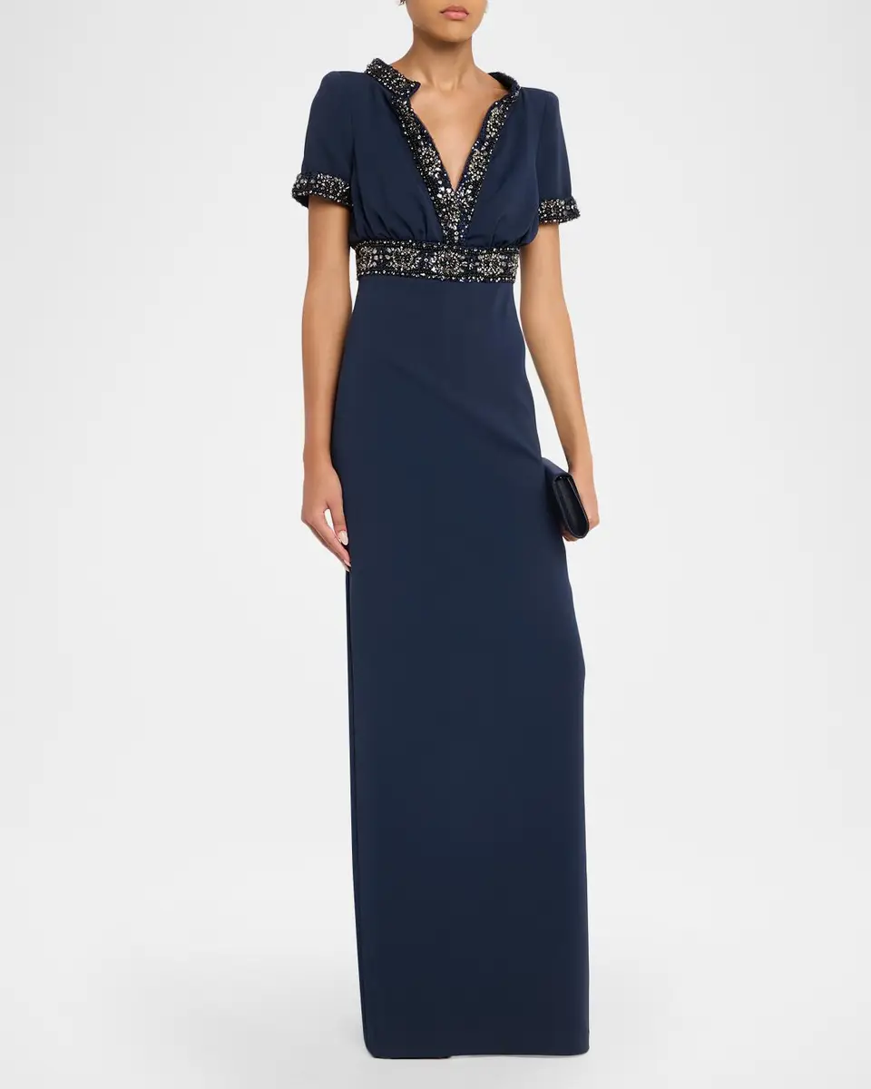 BADGLEY MISCHKA Crystal-Trim Column Gown | Thumbnail 4 BADGLEY MISCHKA Crystal-Trim Column Gown | Thumbnail 4