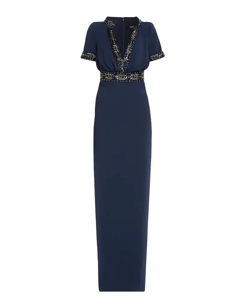 Crystal-Trim Column Gown Crystal-Trim Column Gown