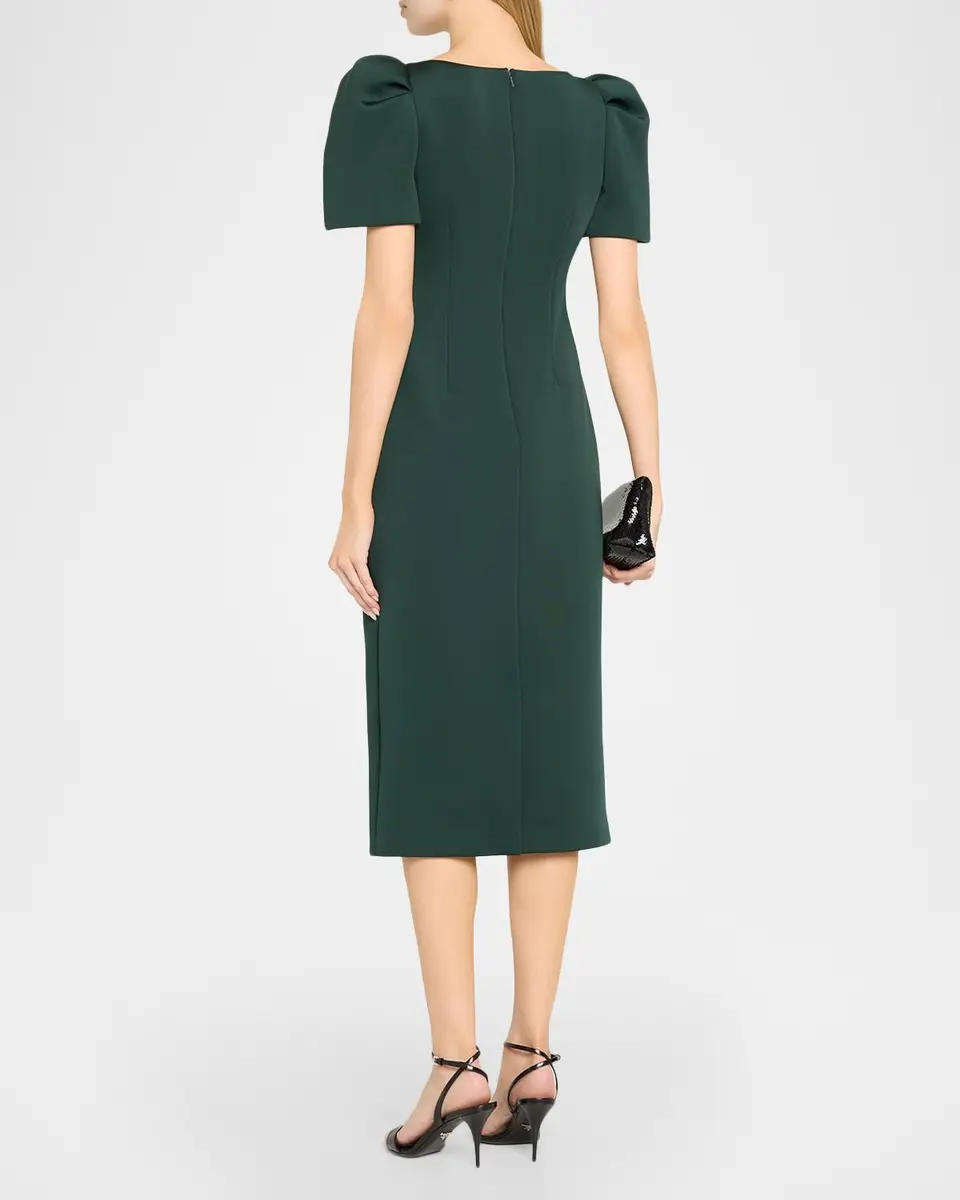 BADGLEY MISCHKA Puff-Sleeve Floral Stretch Scuba Midi Dress | Thumbnail 3 BADGLEY MISCHKA Puff-Sleeve Floral Stretch Scuba Midi Dress | Thumbnail 3