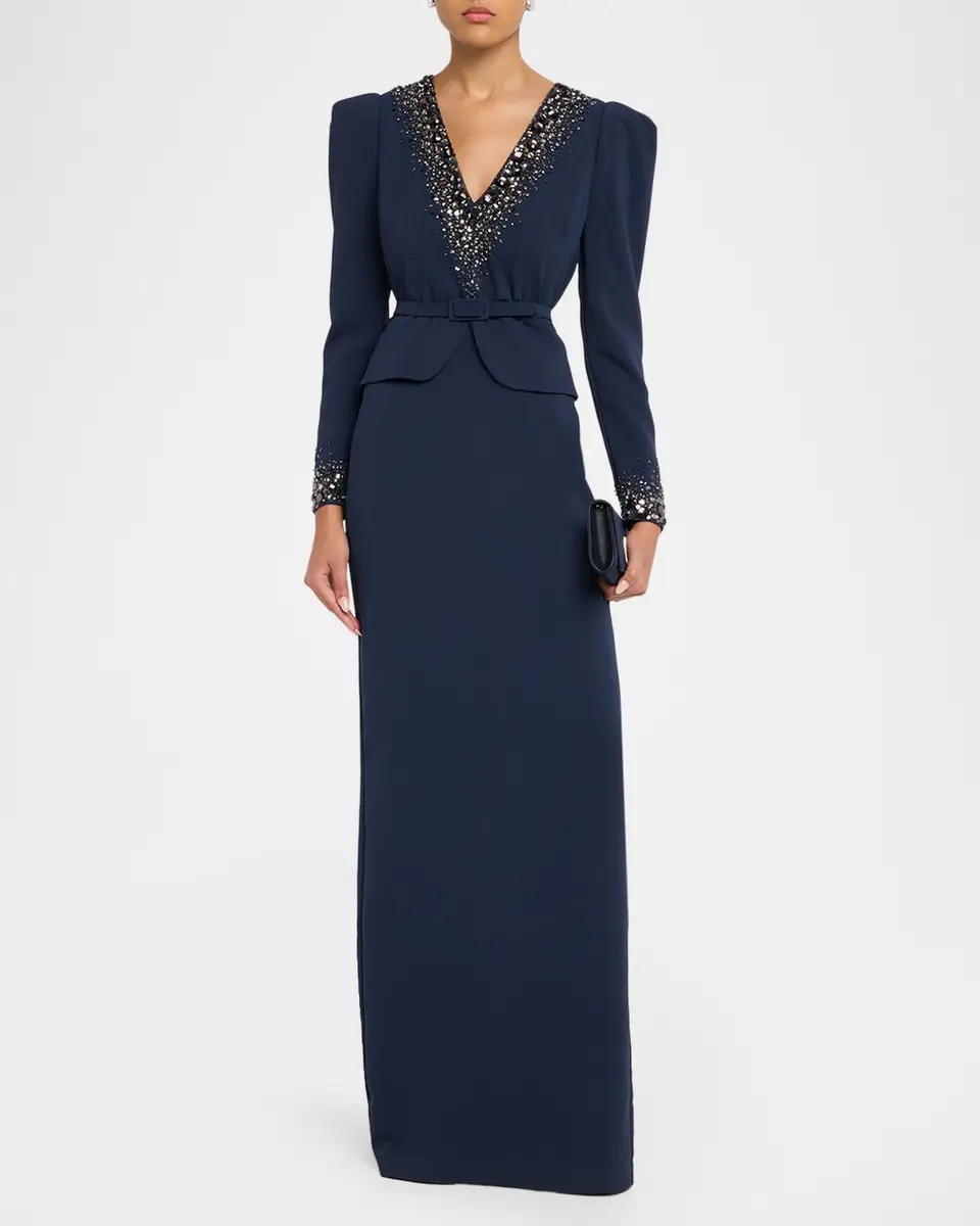 BADGLEY MISCHKA Crystal-Embellished Column Gown | Thumbnail 2 BADGLEY MISCHKA Crystal-Embellished Column Gown | Thumbnail 2