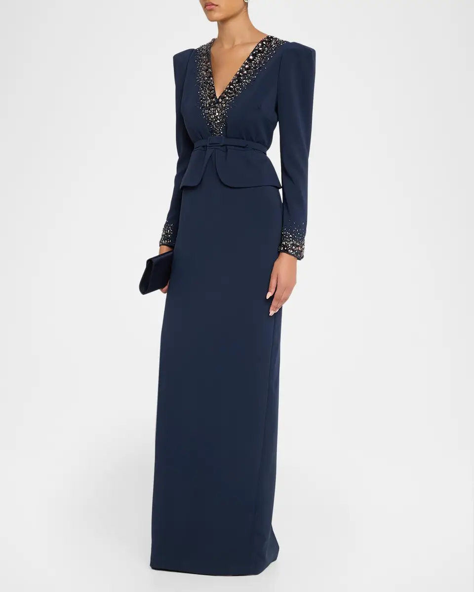 BADGLEY MISCHKA Crystal-Embellished Column Gown | Thumbnail 4 BADGLEY MISCHKA Crystal-Embellished Column Gown | Thumbnail 4