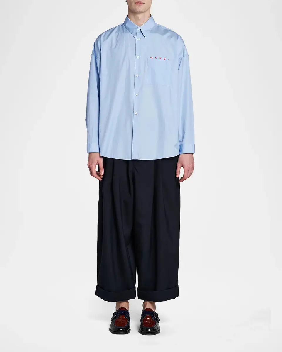 Marni Men's Logo Cotton Poplin Shirt | Thumbnail 2