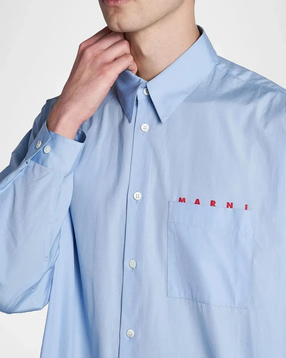 Marni Men's Logo Cotton Poplin Shirt | Thumbnail 5