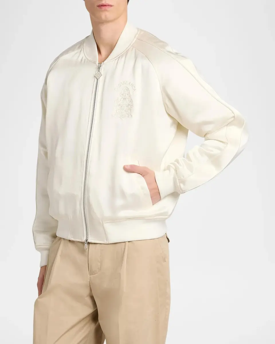 Casablanca Men's Satin Bomber Jacket | Thumbnail 4 Casablanca Men's Satin Bomber Jacket | Thumbnail 4