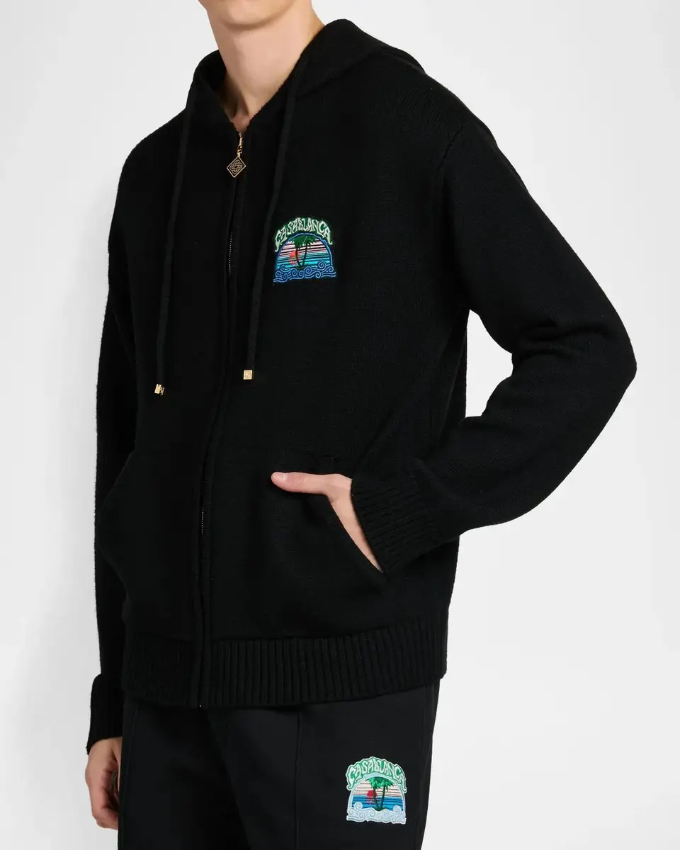 Casablanca Men's Palm Tree Cotton Full-Zip Hoodie | Thumbnail 4 Casablanca Men's Palm Tree Cotton Full-Zip Hoodie | Thumbnail 4