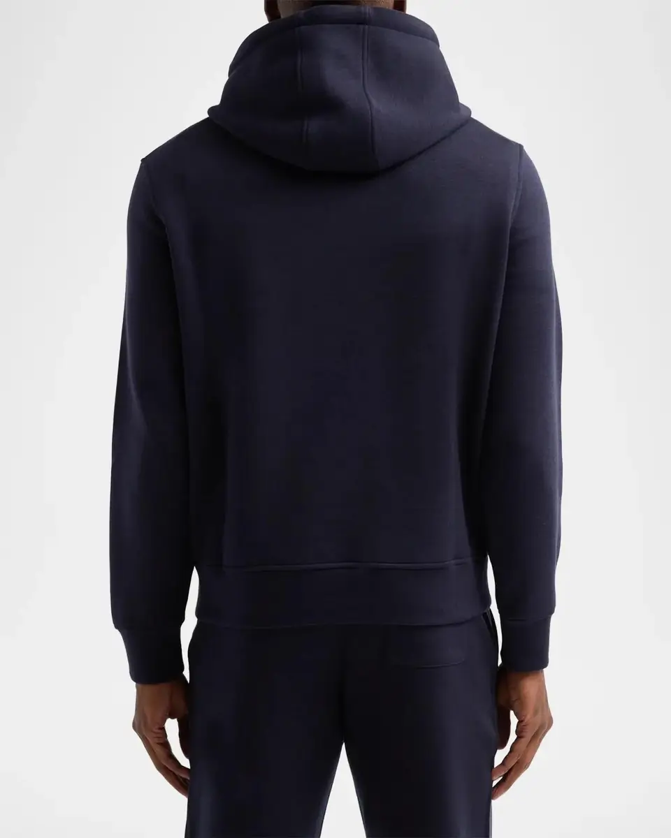 Isaia Men's Cotton Fleece Embossed-Coral Hoodie | Thumbnail 3 Isaia Men's Cotton Fleece Embossed-Coral Hoodie | Thumbnail 3