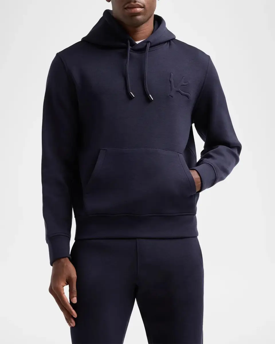 Isaia Men's Cotton Fleece Embossed-Coral Hoodie | Thumbnail 4 Isaia Men's Cotton Fleece Embossed-Coral Hoodie | Thumbnail 4