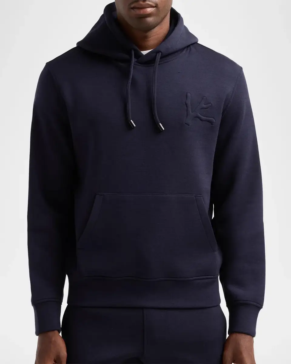 Isaia Men's Cotton Fleece Embossed-Coral Hoodie | Thumbnail 5 Isaia Men's Cotton Fleece Embossed-Coral Hoodie | Thumbnail 5