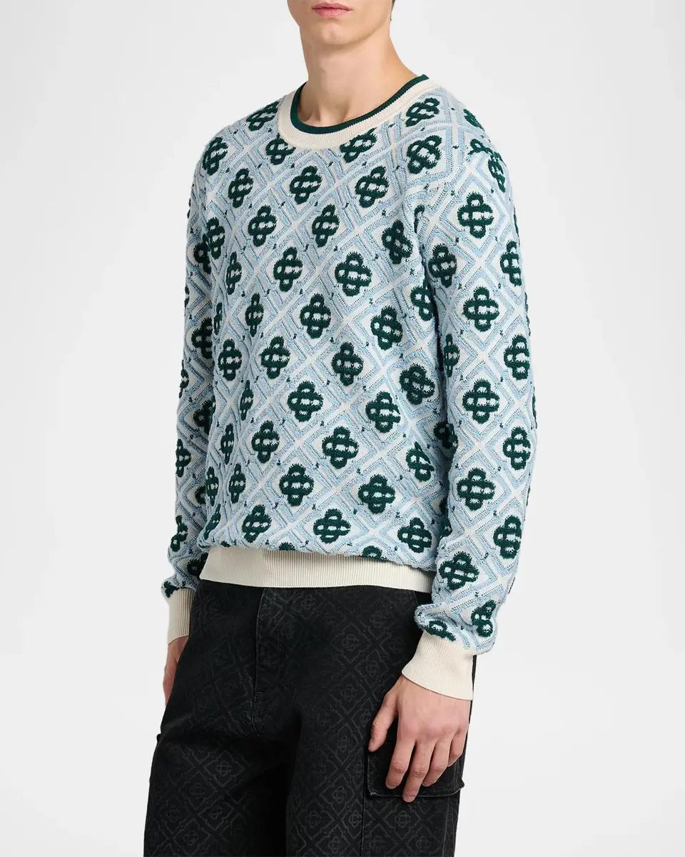 Casablanca Men's Monogram Wool Crewneck Sweater | Thumbnail 4
