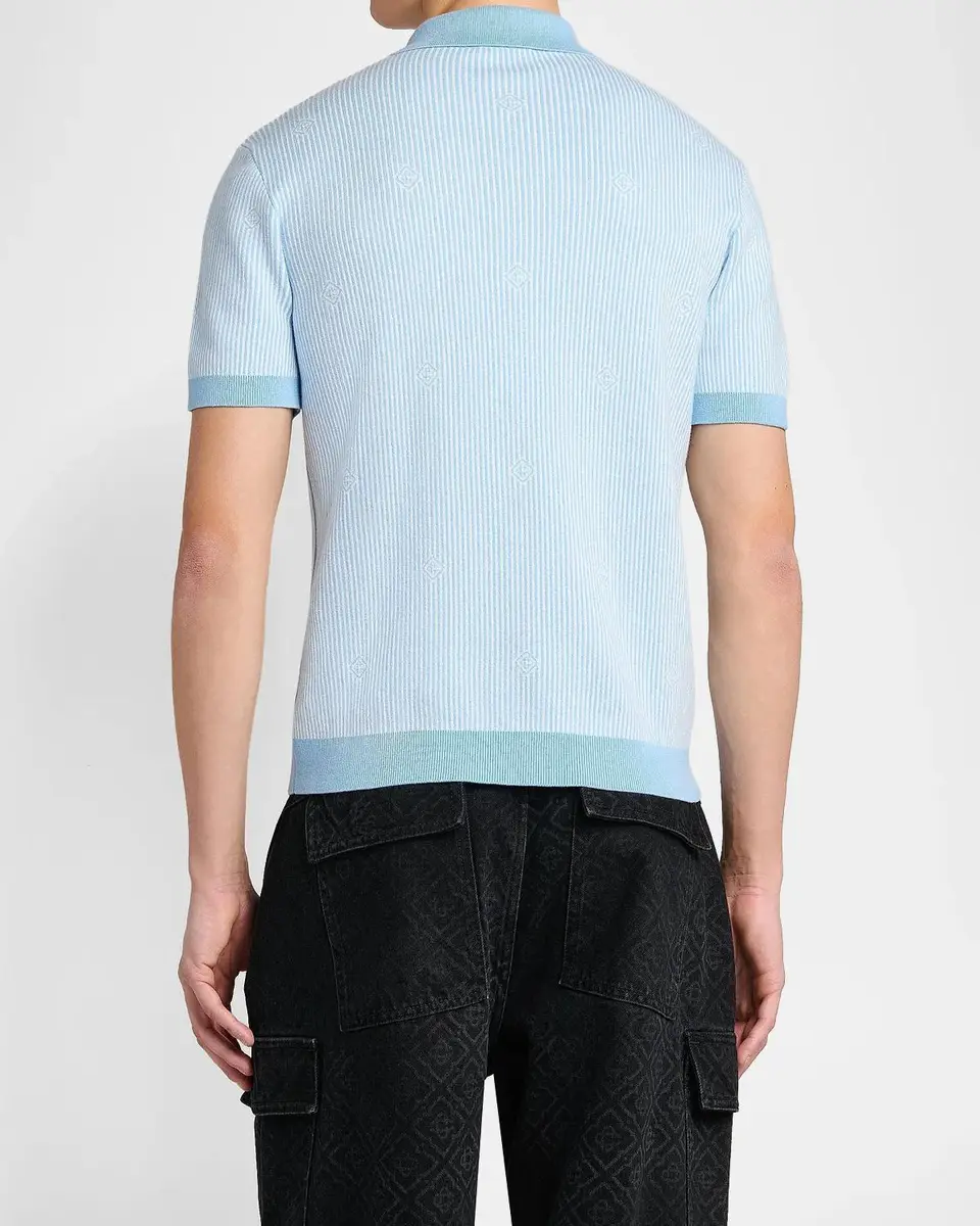 Casablanca Men's Pinstripe Cotton Polo Shirt | Thumbnail 3