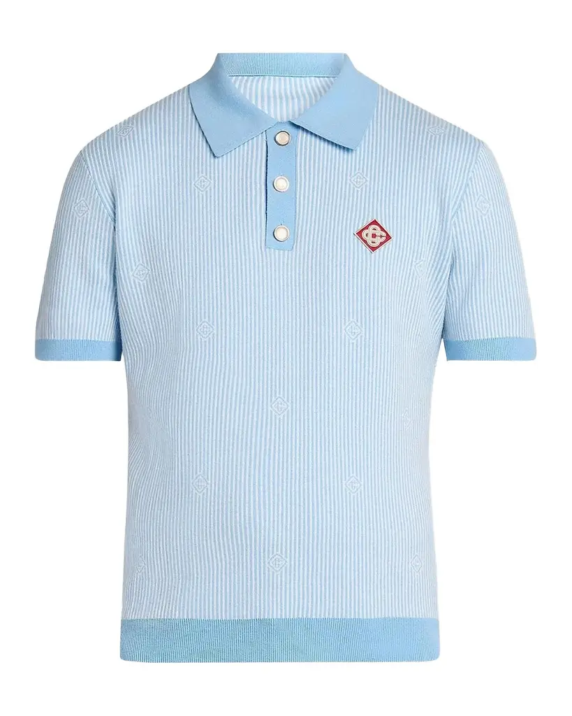 Men's Pinstripe Cotton Polo Shirt Men's Pinstripe Cotton Polo Shirt