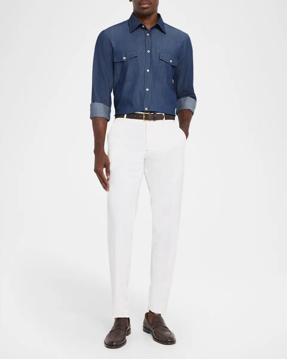 Boglioli Men's Denim Western Shirt | Thumbnail 2 Boglioli Men's Denim Western Shirt | Thumbnail 2