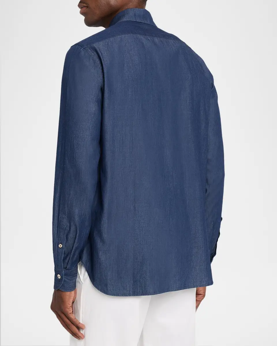Boglioli Men's Denim Western Shirt | Thumbnail 3 Boglioli Men's Denim Western Shirt | Thumbnail 3