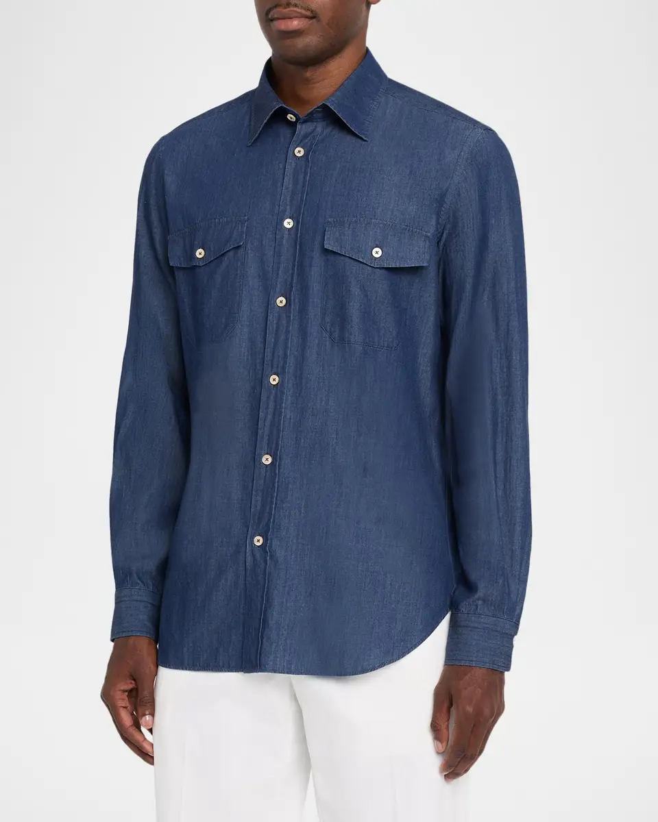 Boglioli Men's Denim Western Shirt | Thumbnail 4 Boglioli Men's Denim Western Shirt | Thumbnail 4