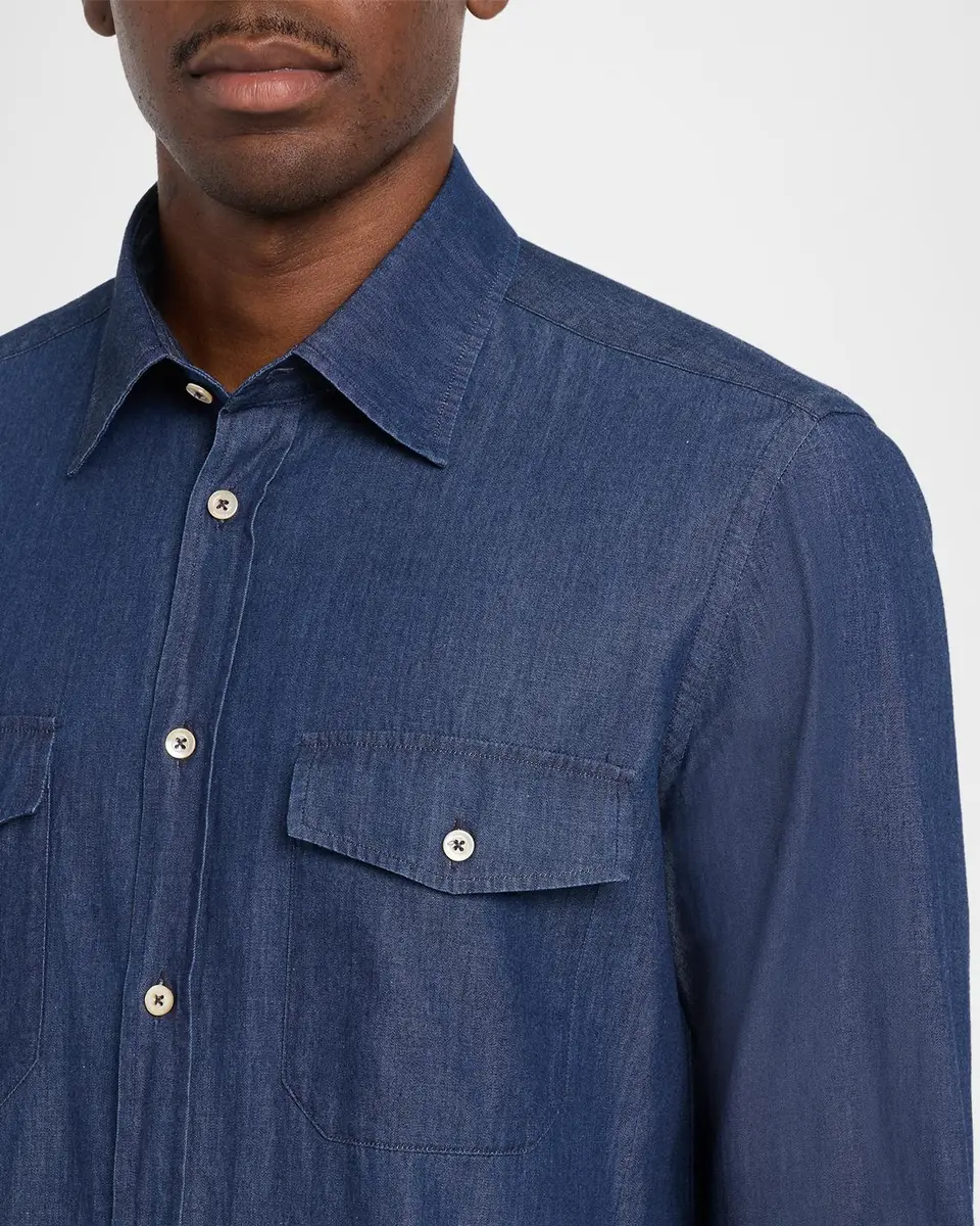 Boglioli Men's Denim Western Shirt | Thumbnail 5 Boglioli Men's Denim Western Shirt | Thumbnail 5