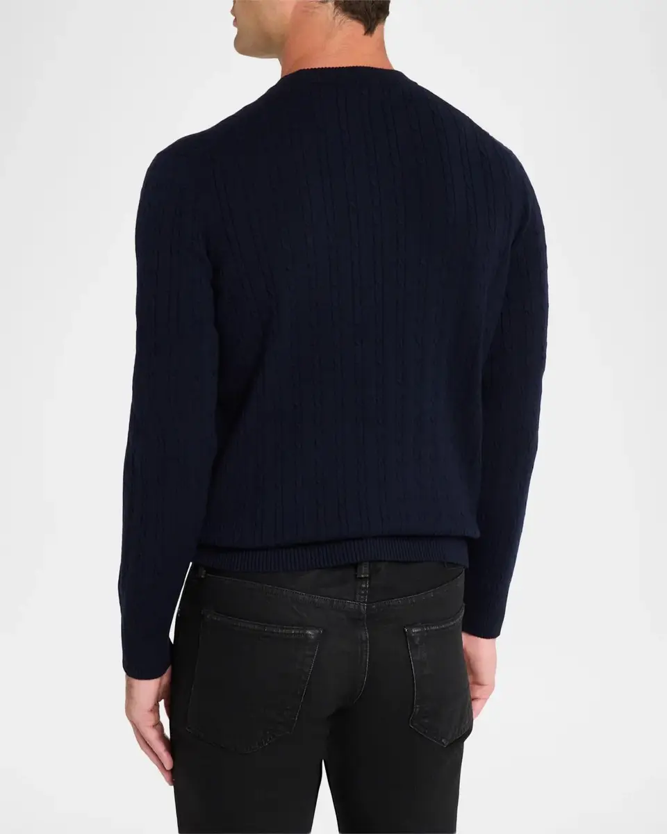 dunhill Men's 14GG Cashmere Cable Crewneck Sweater | Thumbnail 3