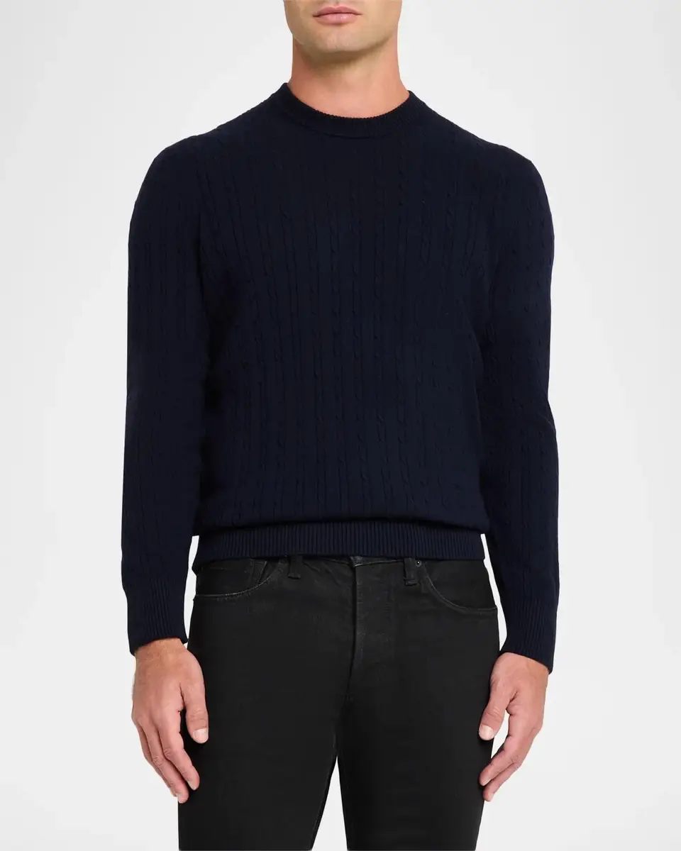 dunhill Men's 14GG Cashmere Cable Crewneck Sweater | Thumbnail 4