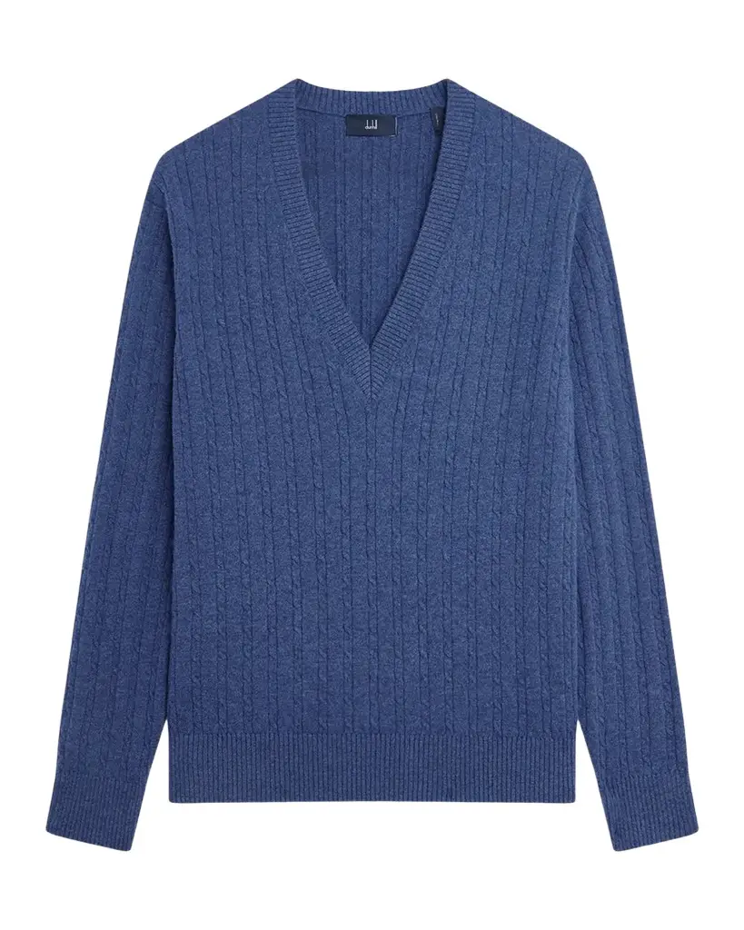 Men's 14GG Cashmere Cable V-Neck Sweater Men's 14GG Cashmere Cable V-Neck Sweater