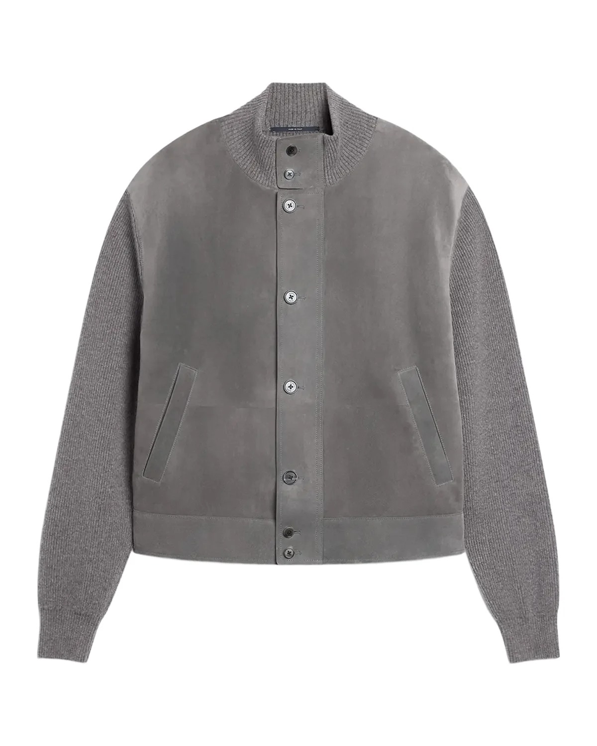 dunhill Men's Suede Cashmere-Knit Bomber Jacket