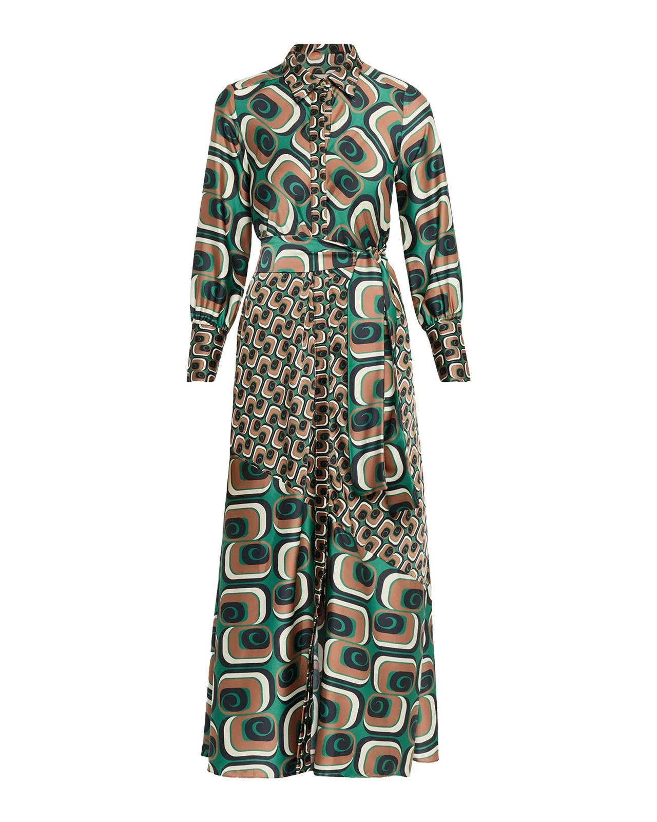 Stevie Belted Satin Midi Shirtdress Stevie Belted Satin Midi Shirtdress