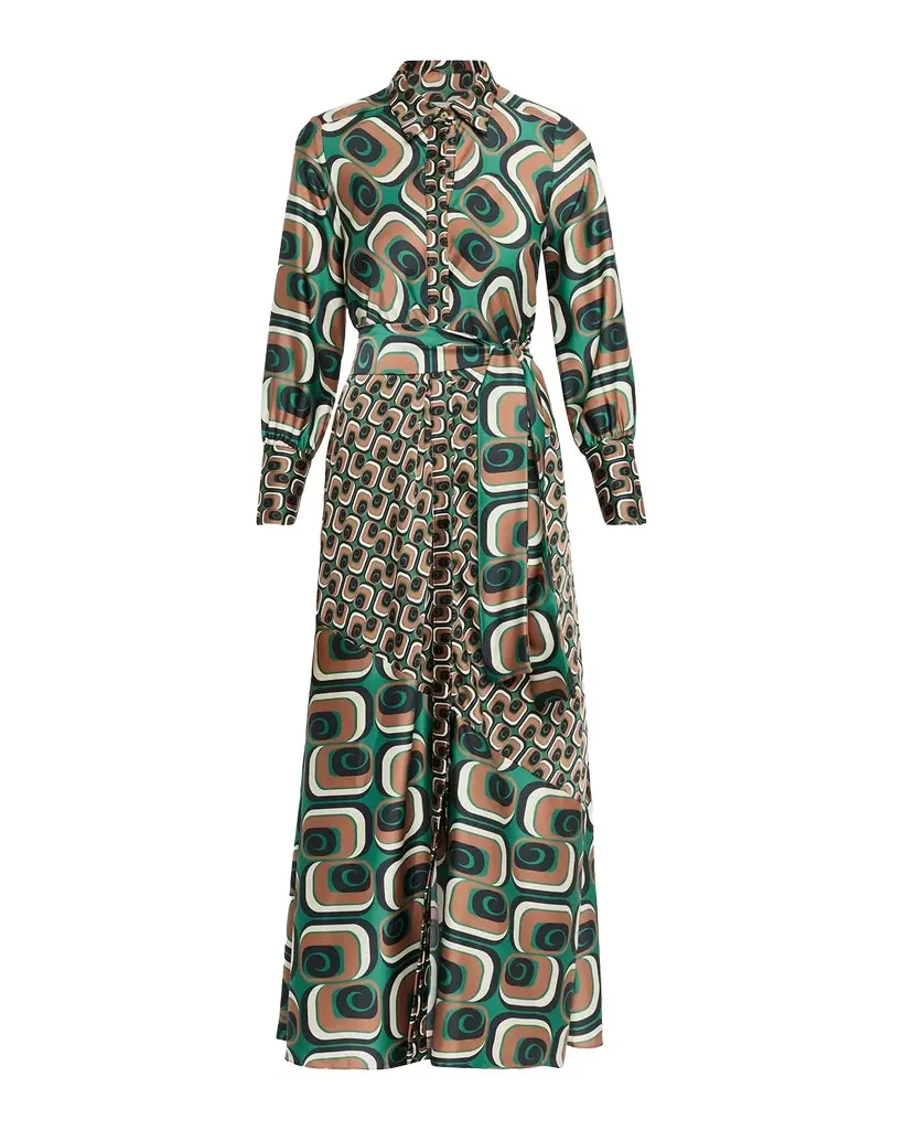 Stevie Belted Satin Midi Shirtdress Stevie Belted Satin Midi Shirtdress