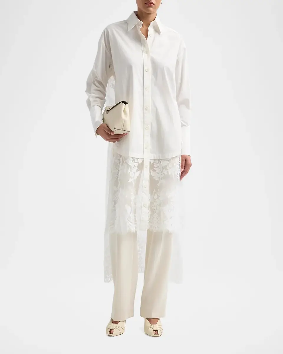 Zimmermann Valiant Lace Cotton Tunic Shirt | Thumbnail 2 Zimmermann Valiant Lace Cotton Tunic Shirt | Thumbnail 2