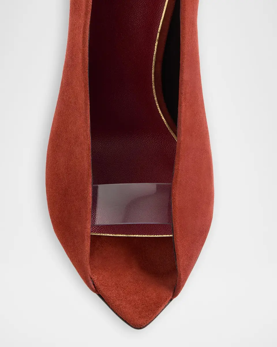Valentino Garavani 105mm Open Toe Revele Suede Pumps | Thumbnail 5 Valentino Garavani 105mm Open Toe Revele Suede Pumps | Thumbnail 5