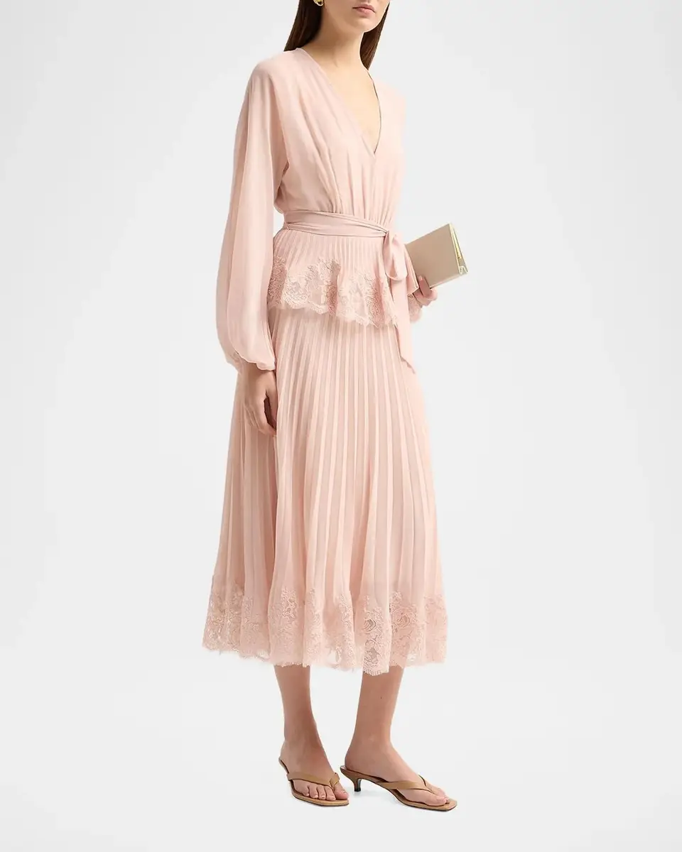 Zimmermann Pleated Lace Midi Dress | Thumbnail 4 Zimmermann Pleated Lace Midi Dress | Thumbnail 4