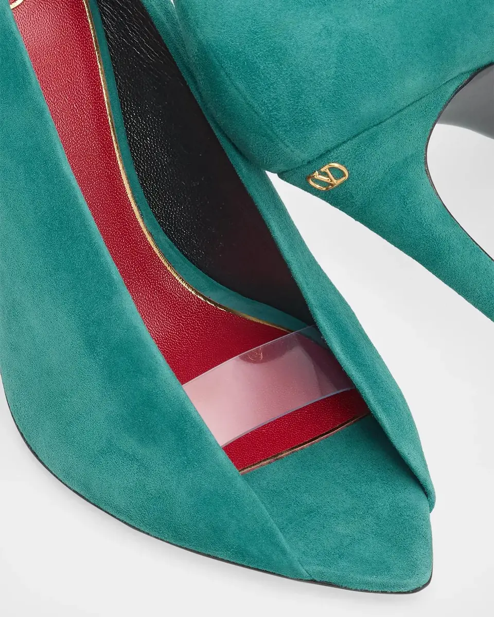 Valentino Garavani 105mm Open Toe Revele Suede Pumps | Thumbnail 5 Valentino Garavani 105mm Open Toe Revele Suede Pumps | Thumbnail 5