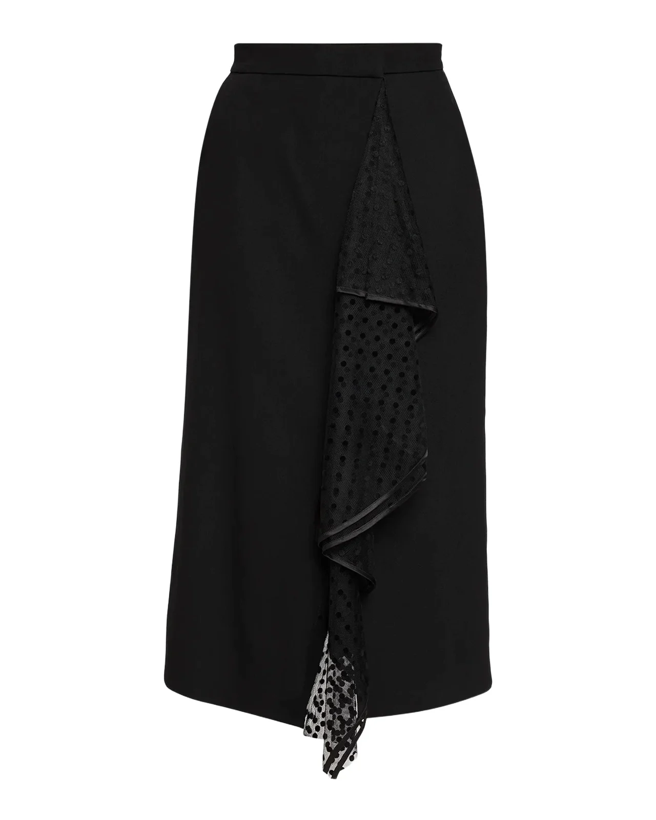 Erdem Swiss Dot Ruffle Wool Grain De Poudre Midi Wrap Skirt