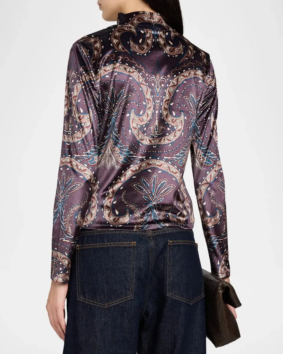 Veronica Beard Nate Paisley Velvet Mock-Neck Top | Thumbnail 3 Veronica Beard Nate Paisley Velvet Mock-Neck Top | Thumbnail 3