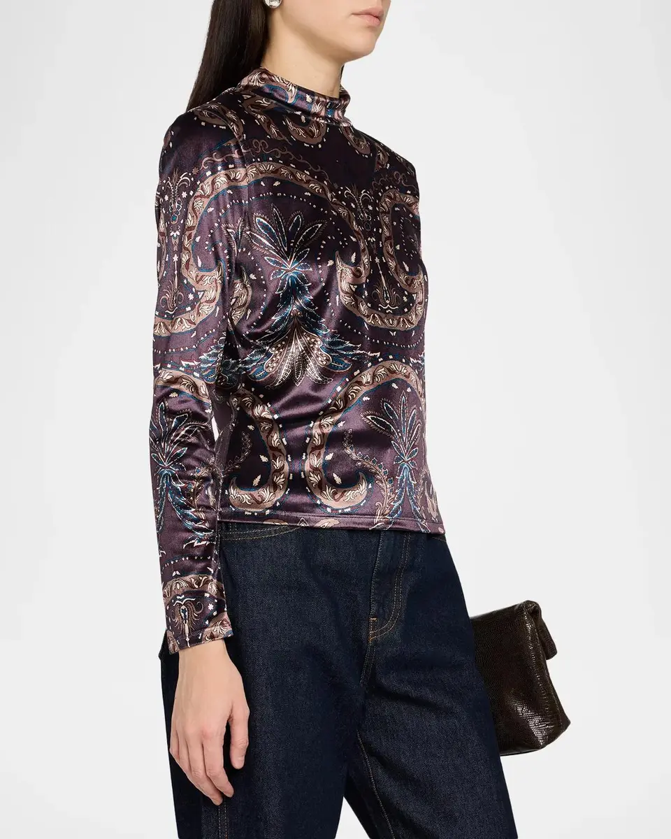 Veronica Beard Nate Paisley Velvet Mock-Neck Top | Thumbnail 4 Veronica Beard Nate Paisley Velvet Mock-Neck Top | Thumbnail 4