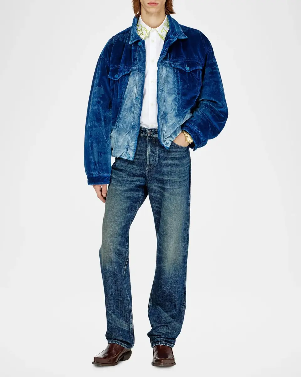 Diesel Men's Degrade Velvet Trucker Jacket | Thumbnail 2 Diesel Men's Degrade Velvet Trucker Jacket | Thumbnail 2