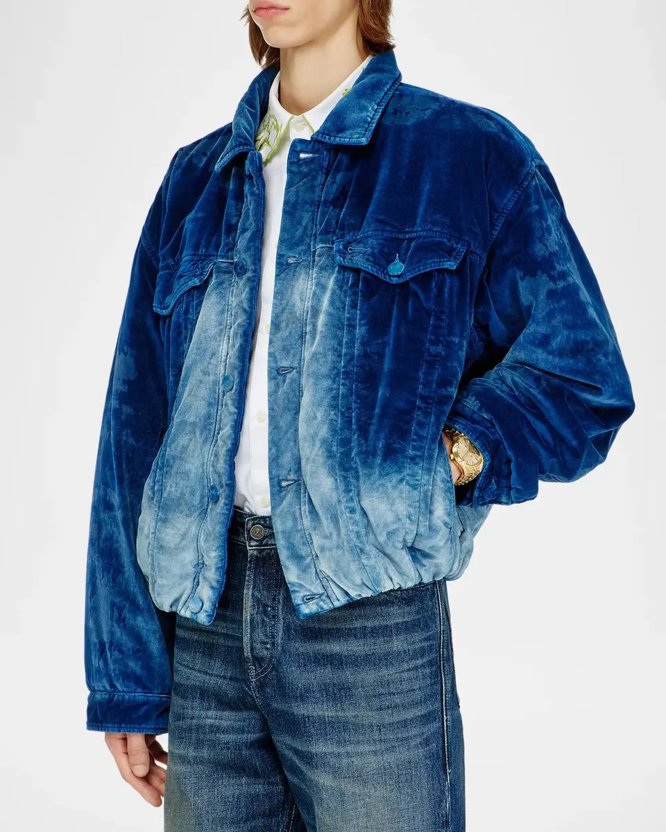 Diesel Men's Degrade Velvet Trucker Jacket | Thumbnail 4 Diesel Men's Degrade Velvet Trucker Jacket | Thumbnail 4