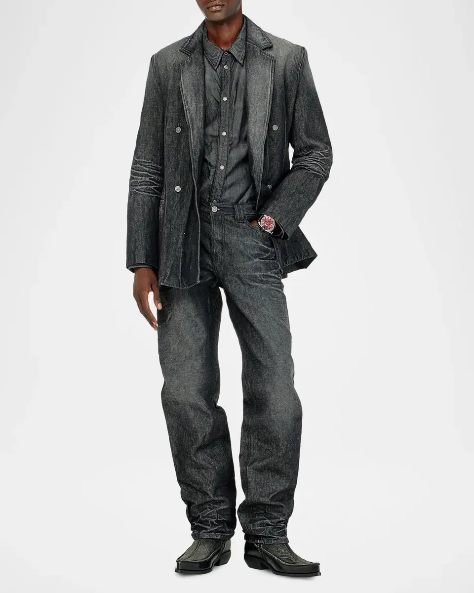 Diesel Men's 1991 D-Voeed Crinkle Denim Straight-Fit Jeans | Thumbnail 2 Diesel Men's 1991 D-Voeed Crinkle Denim Straight-Fit Jeans | Thumbnail 2