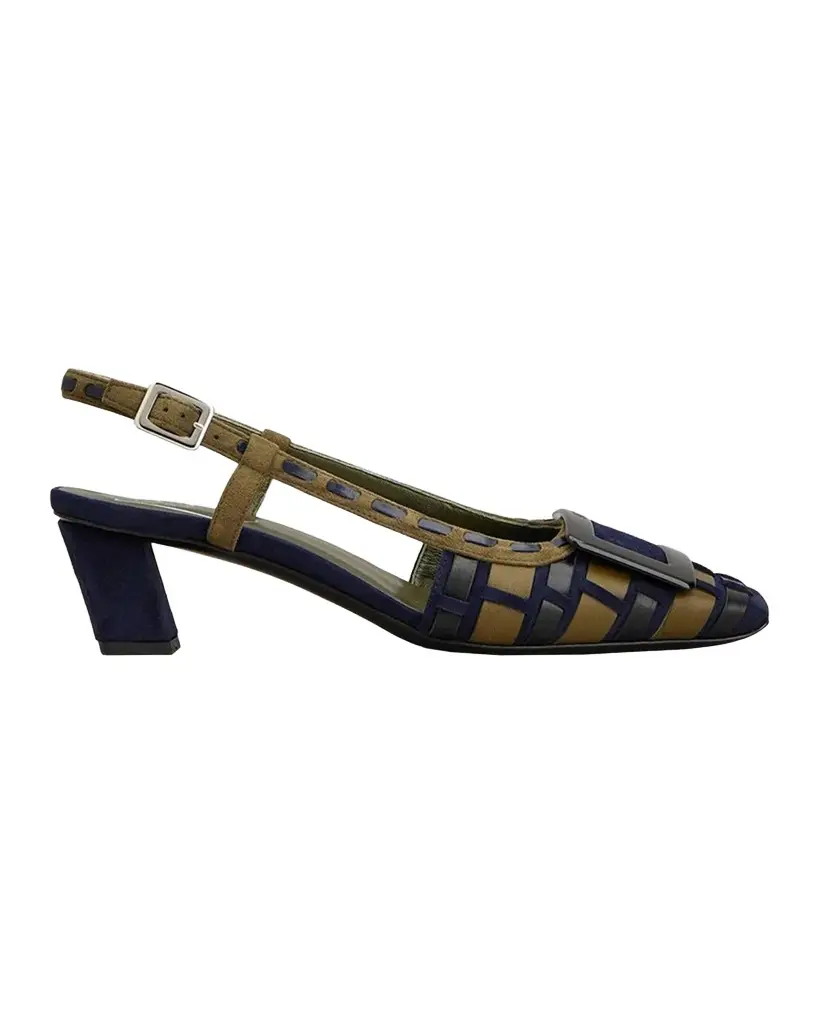 45mm Belle Vivier Infilature Woven Leather Slingback Pumps 45mm Belle Vivier Infilature Woven Leather Slingback Pumps