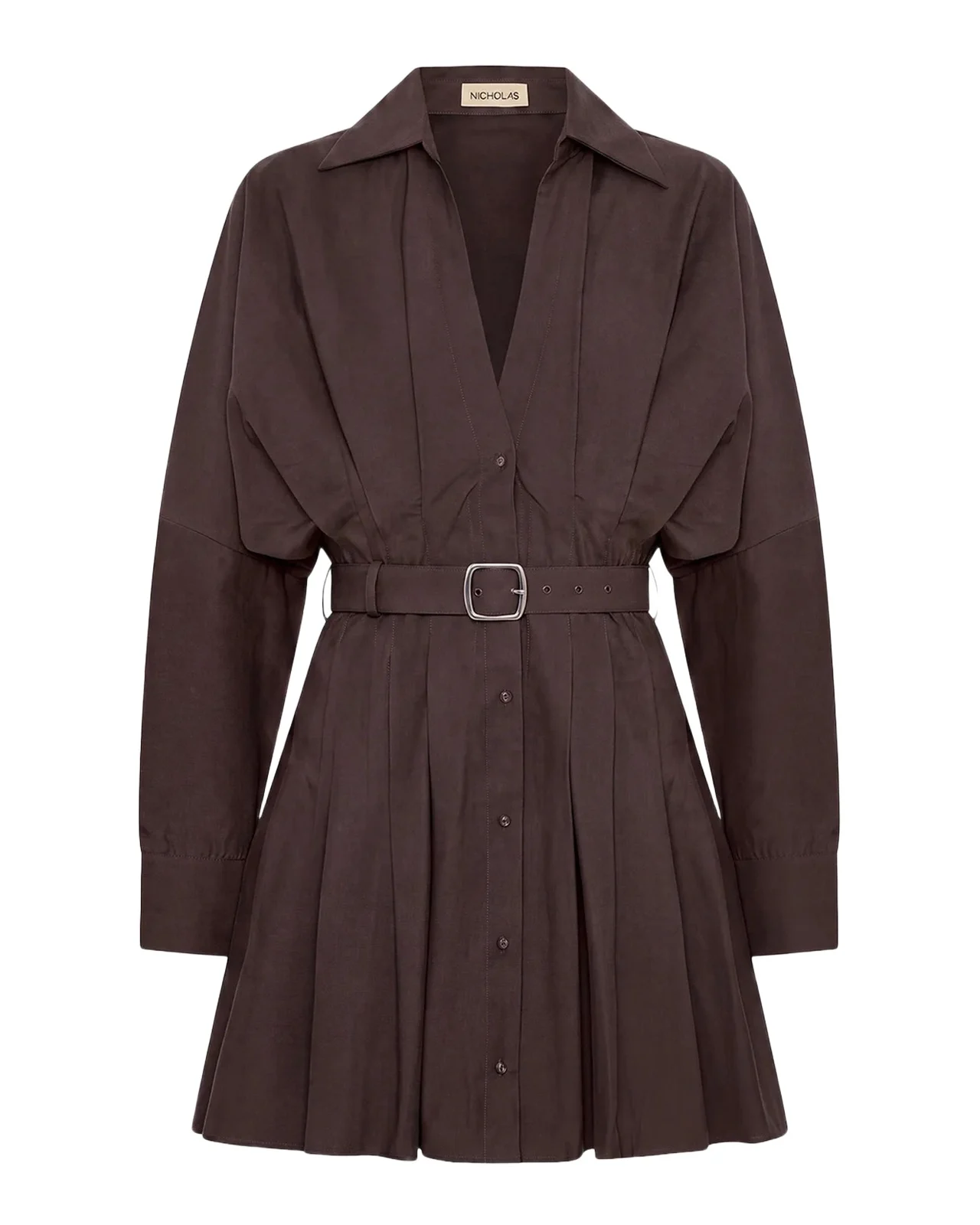 NICHOLAS Georgia Pleated Mini Shirtdress
