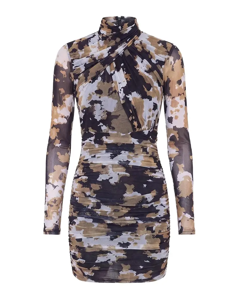 NICHOLAS Kaia Mesh Gathered Mini Dress