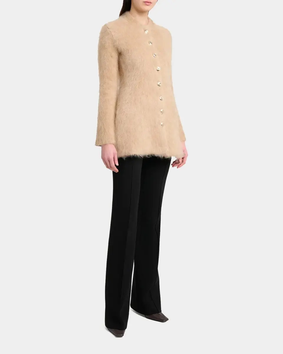 Proenza Schouler Aniza Fuzzy Mohair-Blend Crewneck Cardigan | Thumbnail 2